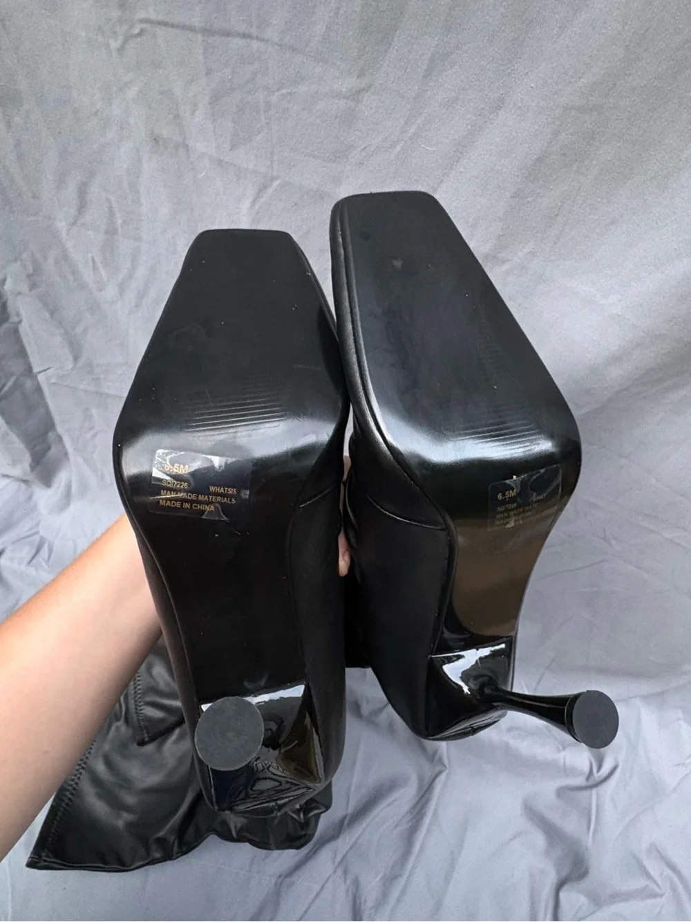 NWOB Cape Robbin Black Ruched Over-the-Knee Thigh High Stiletto Boots
